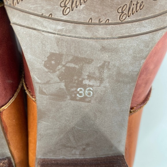 Elite by Corkys‎ Patches Multi Color Leather Patchwork Heeled Mules Size 6 - Picture 9 of 9